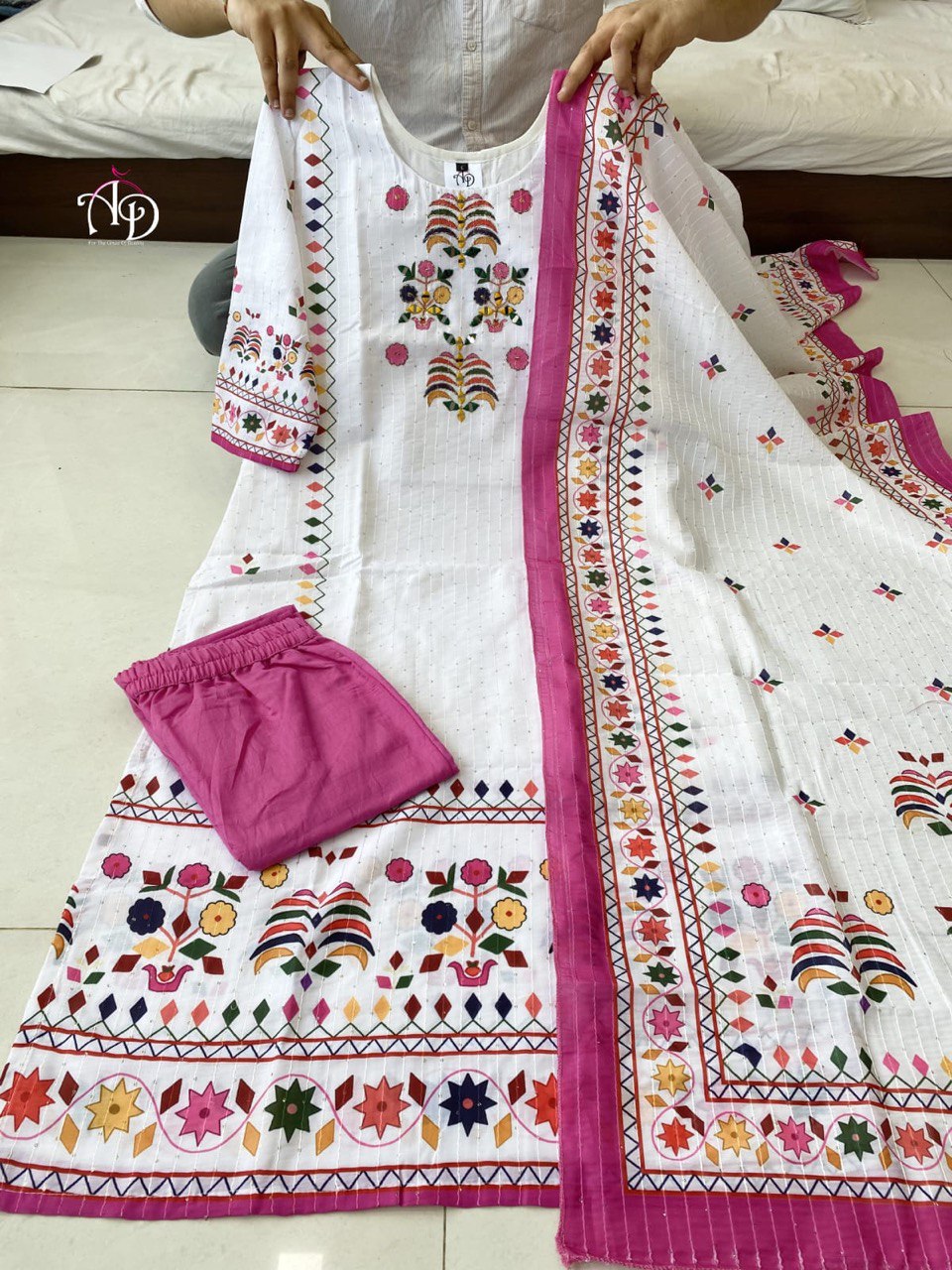 Original Mirror and Butterfly Hand Work Maslin Fully Heavy Designer Salwar Suit